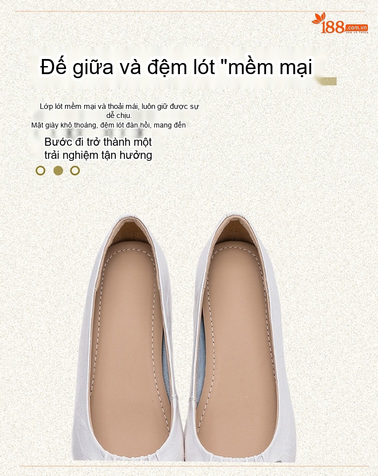 Giày Búp Bê Nữ Da Bò Mũi Nhọn Chiều Cao Đế Khoảng 1cm Phong Cách Hàn Quốc Màu Trắng, Bạc chi tiết 7