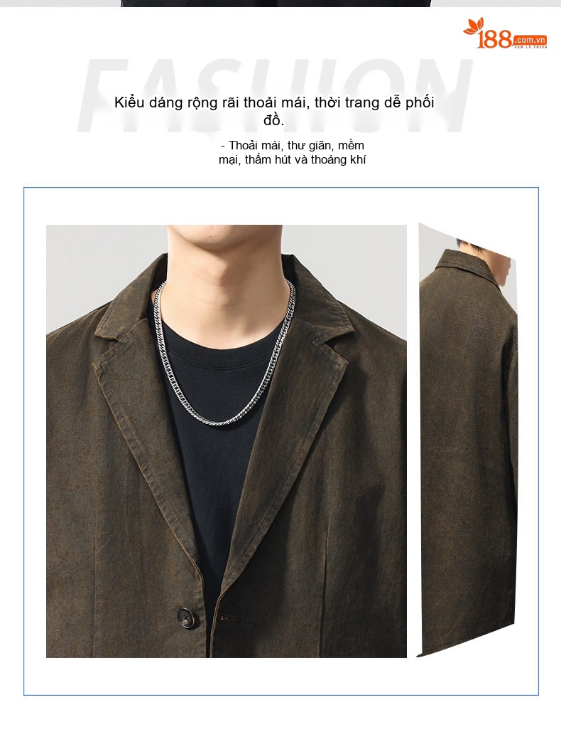 Áo Khoác Vest Nam Mỹ Cổ Điển Vải Dệt Kim Phong Cách Công Sở Màu Xanh Rêu chi tiết 2