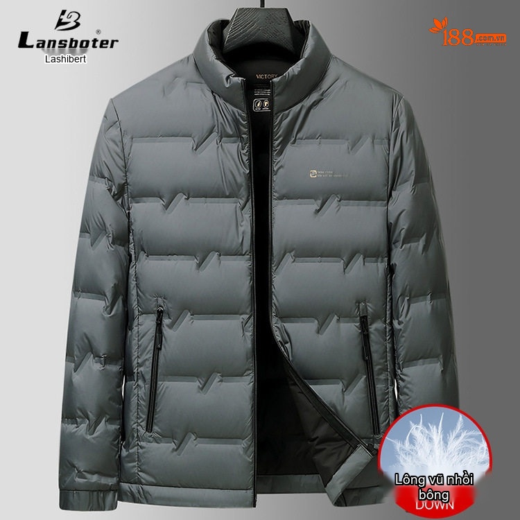 Áo Khoác Phao Nam Lông Vũ Dáng Ngắn Chống Gió Giữ Ấm Màu Xám, Xanh Navy, Đỏ Rượu, Đen