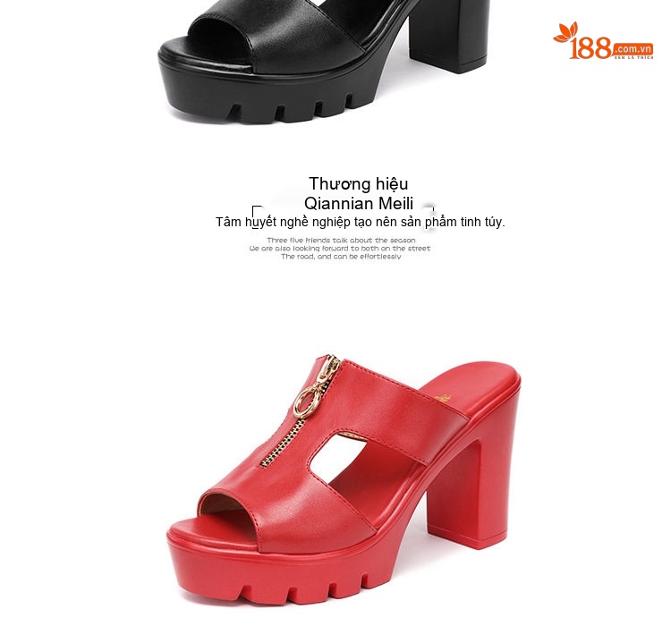 Dép Sục Nữ Hở Mũi Quai Ngang Da Bóng Chiều Cao Đế Khoảng 8cm Màu Đen, Trắng, Đỏ, Bạc... chi tiết 17