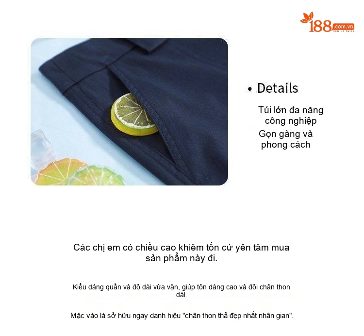Quần Nữ Ống Rộng Lửng Chất liệu Thiên Sợi Màu Khaki, Xanh Navy, Xanh Rêu chi tiết 3