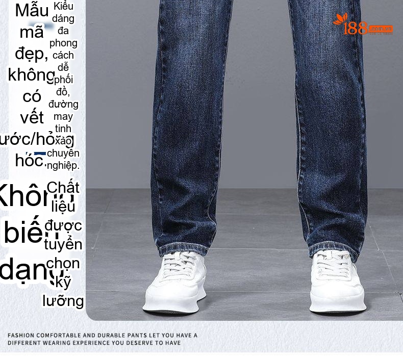 Quần Jean Nam Dáng Ôm Vừa Vặn Kiểu Dáng Suông Thoải Mái Màu Xanh, Đen chi tiết 4