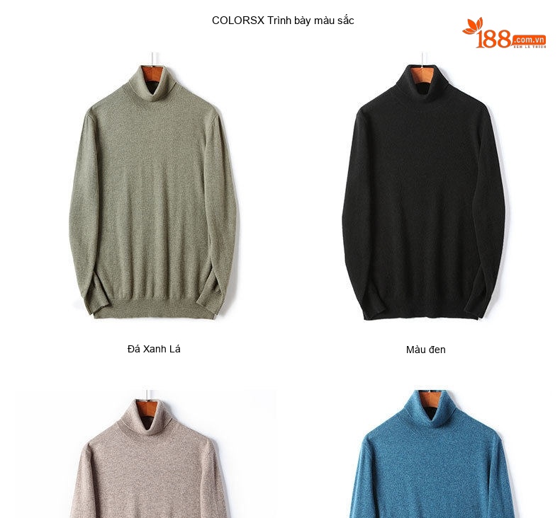 Áo Len Cổ Lọ Nam 100% Pure Wool (Lông Cừu) Dệt Kim Mỏng Màu Xám, Đen, Trắng, Xanh... chi tiết 5