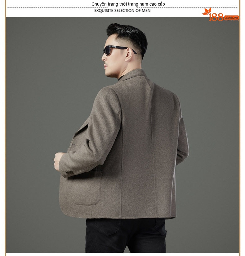 Áo Khoác Blazer Nam Hai Mặt Lông Cừu Áo Phao Lót Lông Vũ Có Thể Tháo Rời Màu Đen, Nâu, Xám chi tiết 24