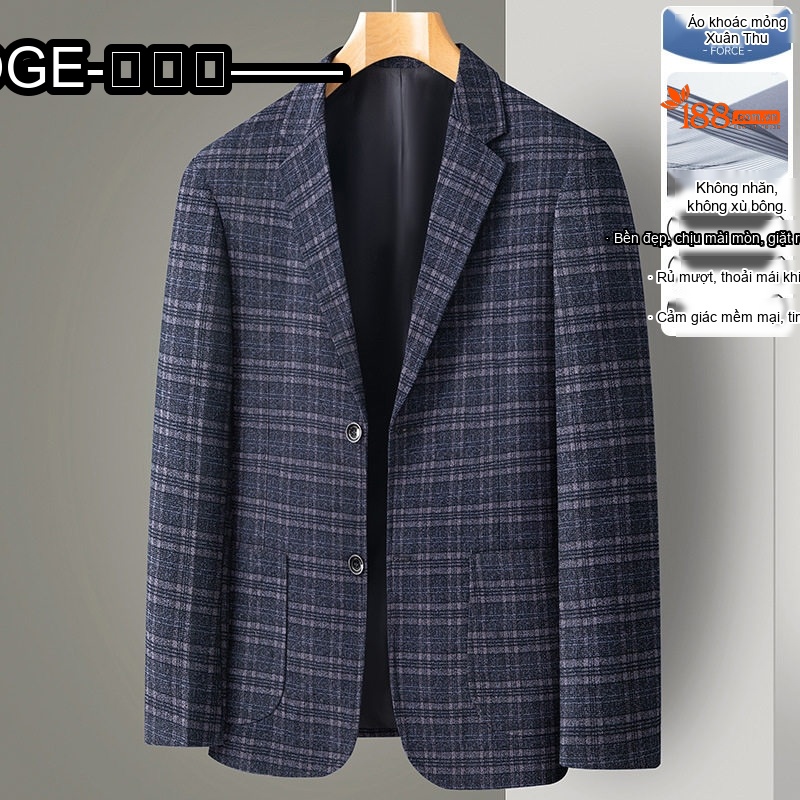 Áo Vest Nam Kẻ Sọc Business Casual Một Hàng Khuy Không Ủi Màu Xanh Than