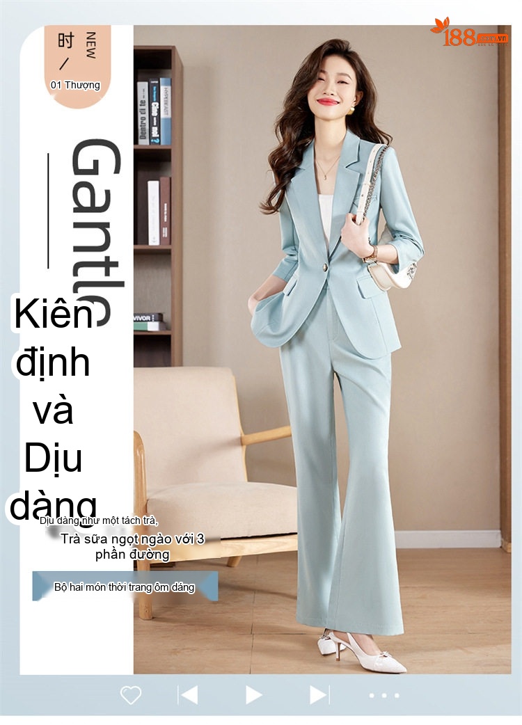 Áo Khoác Blazer Nữ Tay Lỡ Phong Cách Hàn Quốc Màu Xanh Nhạt, Vàng, Đen chi tiết 1
