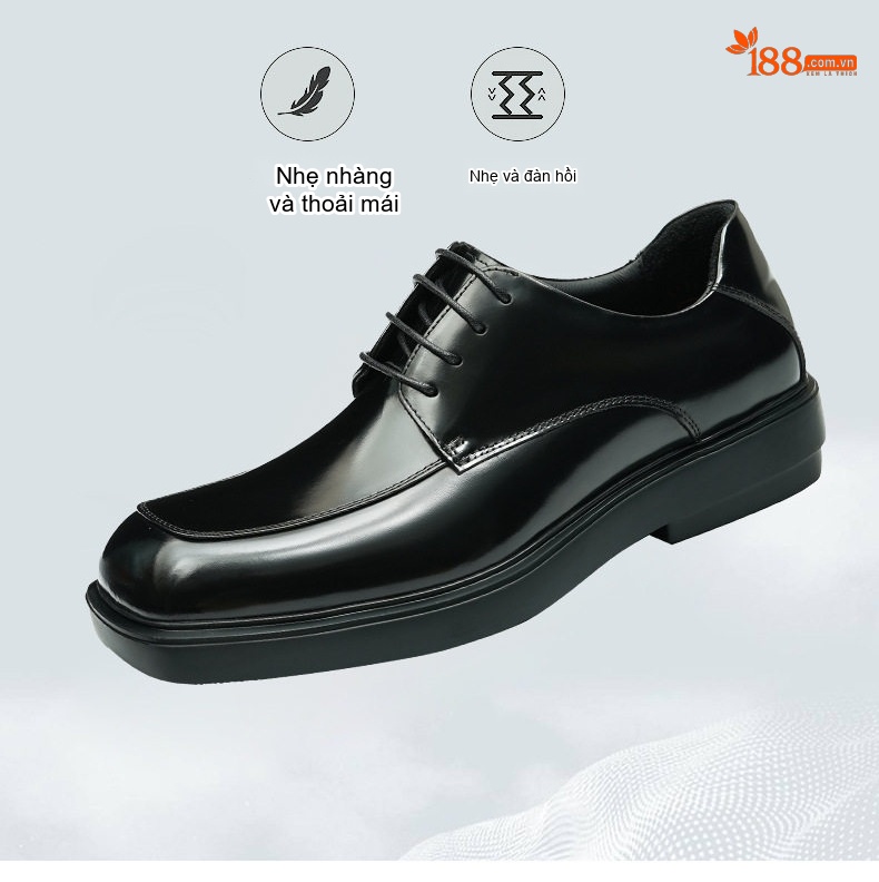 Giày Tây Buộc Dây Nam Da Bóng Chiều Cao Đế Khoảng 3.5cm Màu Đen, Nâu chi tiết 5