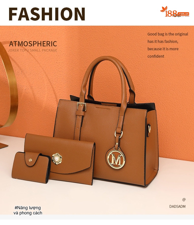 Túi Tote Nữ Đeo Vai Xách Tay Phong Cách Retro Sang Trọng Bộ 3 Chiếc Màu Đen, Xanh Lá, Nâu, Be... chi tiết 1