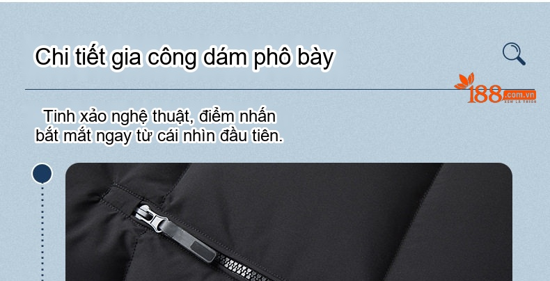 Áo Phao Nam 90 Bạch Áp Nhung Dày Dặn Có Mũ Trùm Đầu Màu Đen chi tiết 17