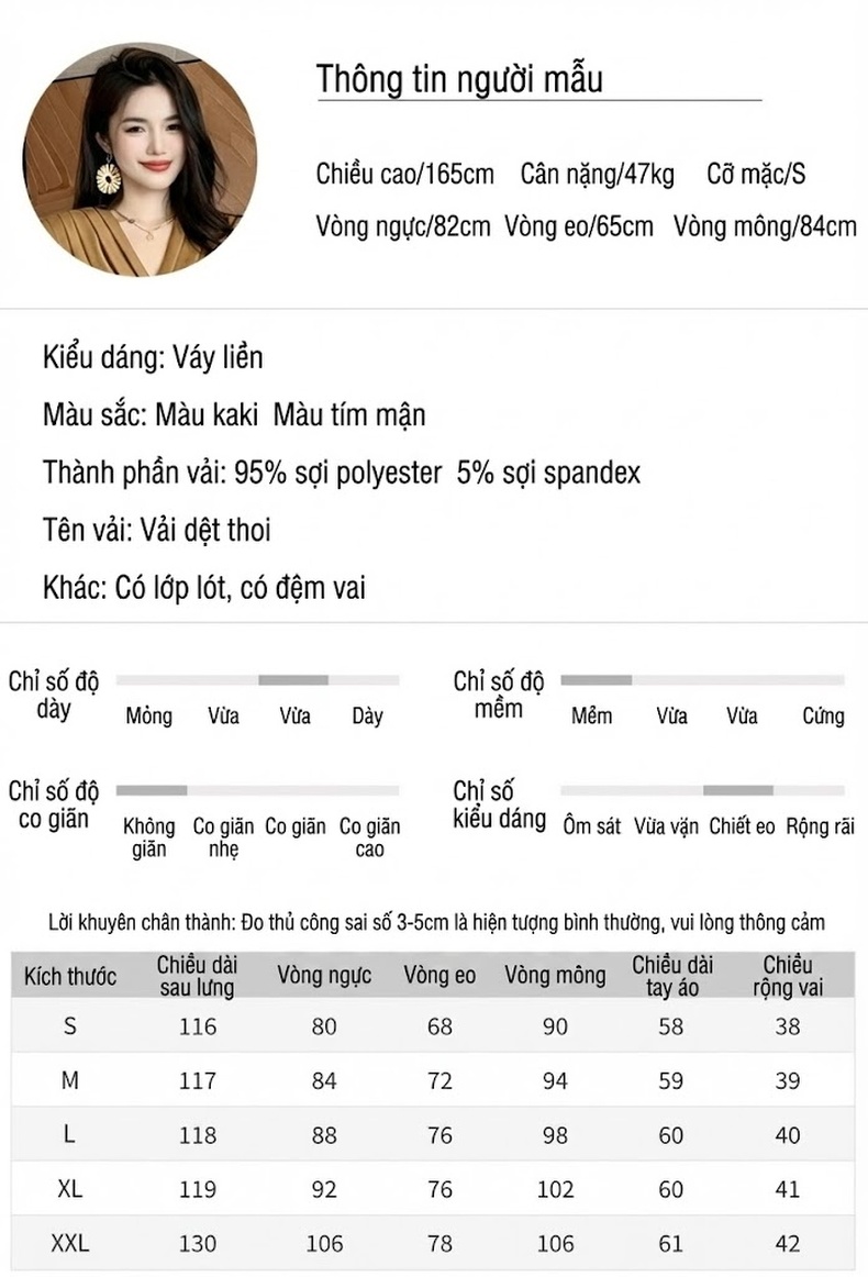 Đầm Dài Tay Dáng Ôm Công Sở Thanh Lịch Màu Nâu, Đỏ Rượu chi tiết 2