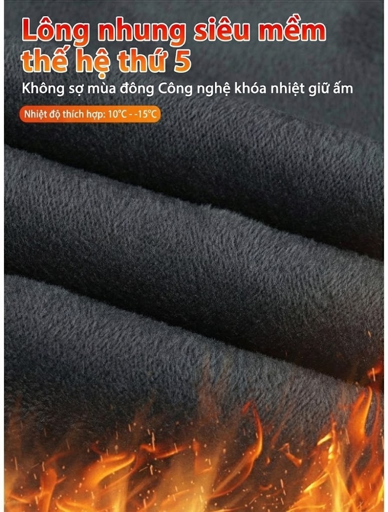 Quần Jean Nam Ống Đứng Co Giãn Lót Lông Cừu Dày Dặn Cao Cấp Màu Xám Đen chi tiết 6