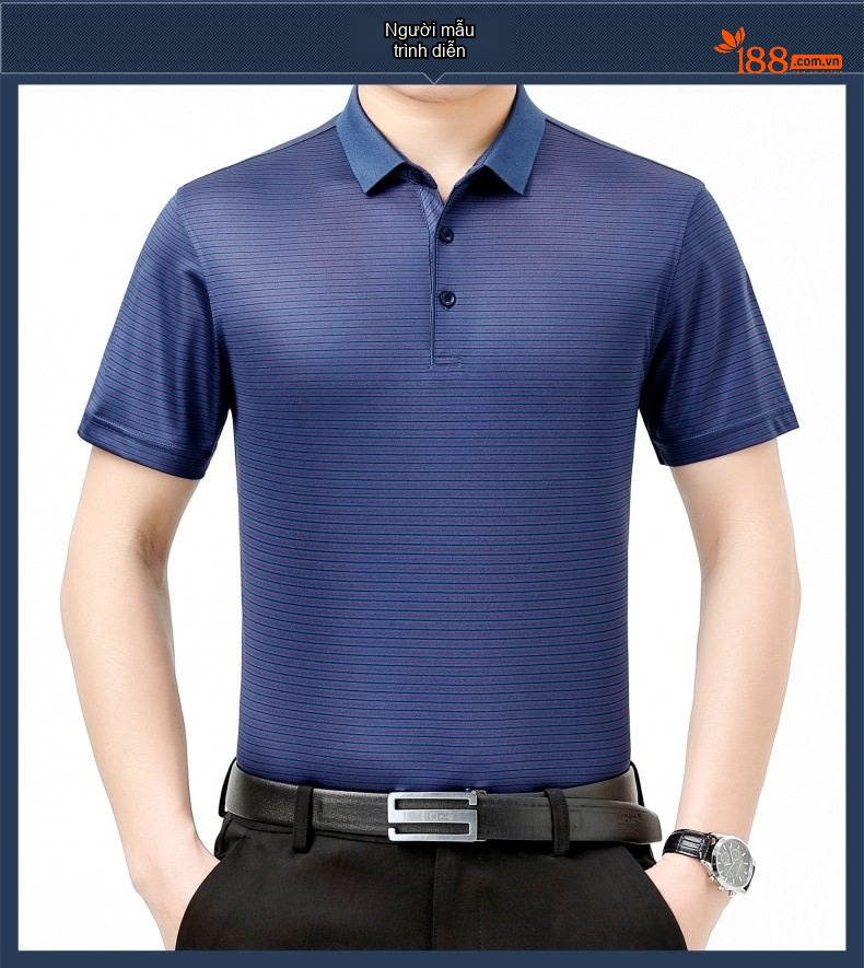 Áo Thun Polo Nam Lụa Tơ Tằm Cộc Tay Phong Cách Doanh Nhân Màu Tím, Xanh Dương, Xanh... chi tiết 5
