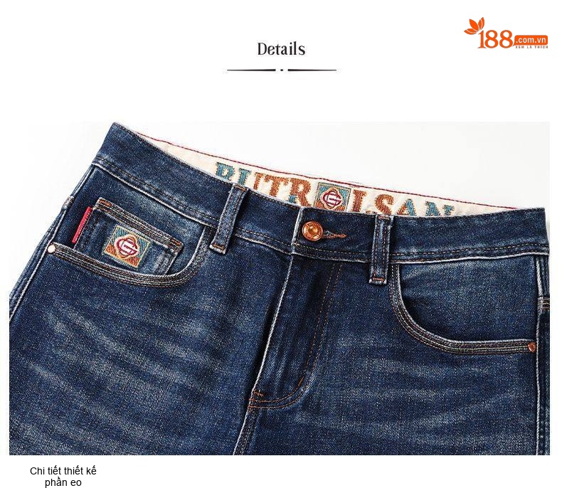 Quần Jeans Nam Ống Đứng Cao Cấp Dáng Ôm Vừa Vặn Màu Xanh Denim chi tiết 11