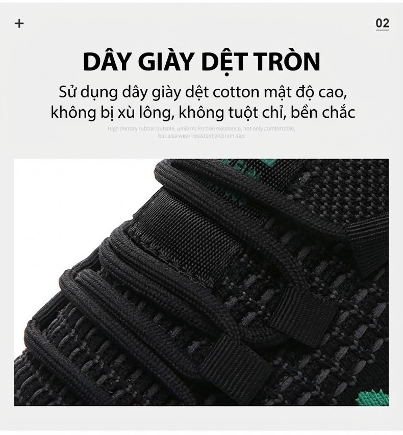 Giày Thể Thao Nam Vải Dệt Kim Thoáng Khí Chiều Cao Đế Khoảng 3cm Màu Đen chi tiết 7