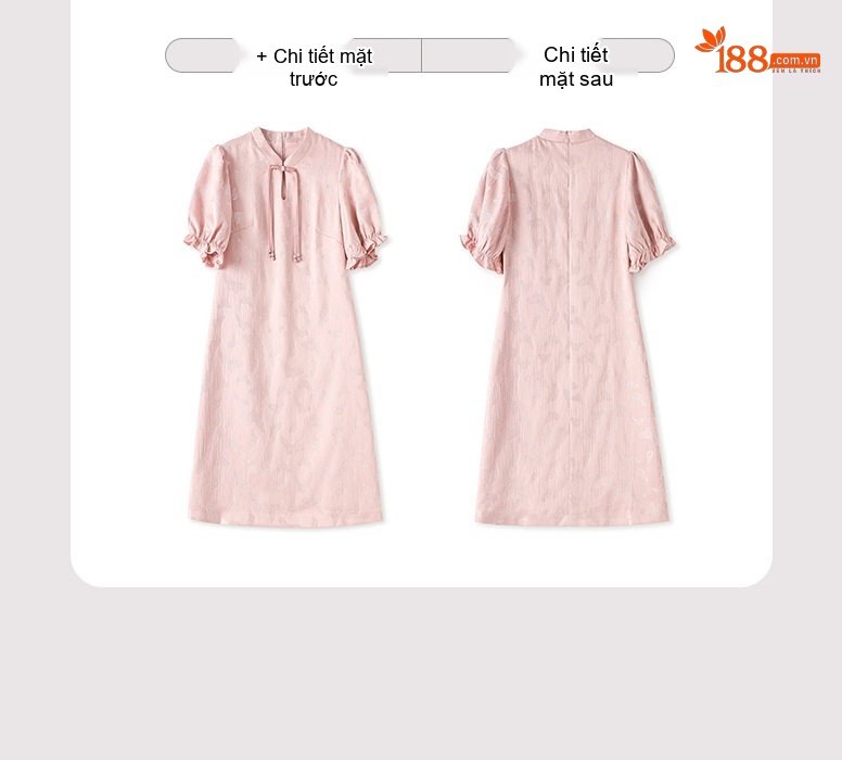 Váy Suông Nữ Họa Tiết Bướm Thêu Nổi Phong Cách Tân Cổ Điển Màu Hồng chi tiết 3
