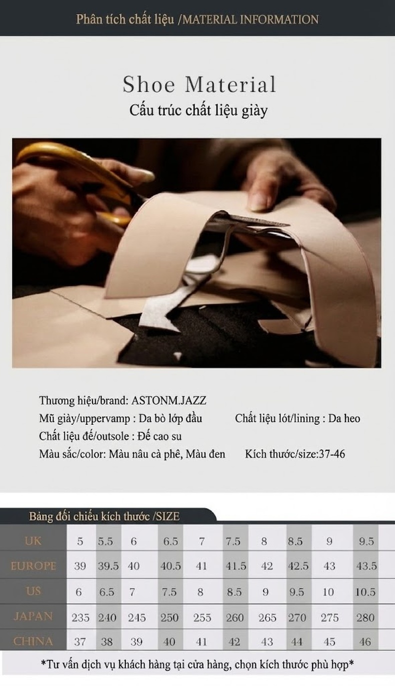 Giày Tây Nam Da Bò Khóa Cài Chiều Cao Đế Khoảng 4cm Màu Đen, Nâu chi tiết 3