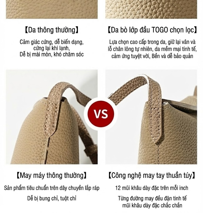 Túi Đeo Chéo Nữ Da Bò Mini Thiết Kế Tinh Tế Màu Be, Nâu chi tiết 3