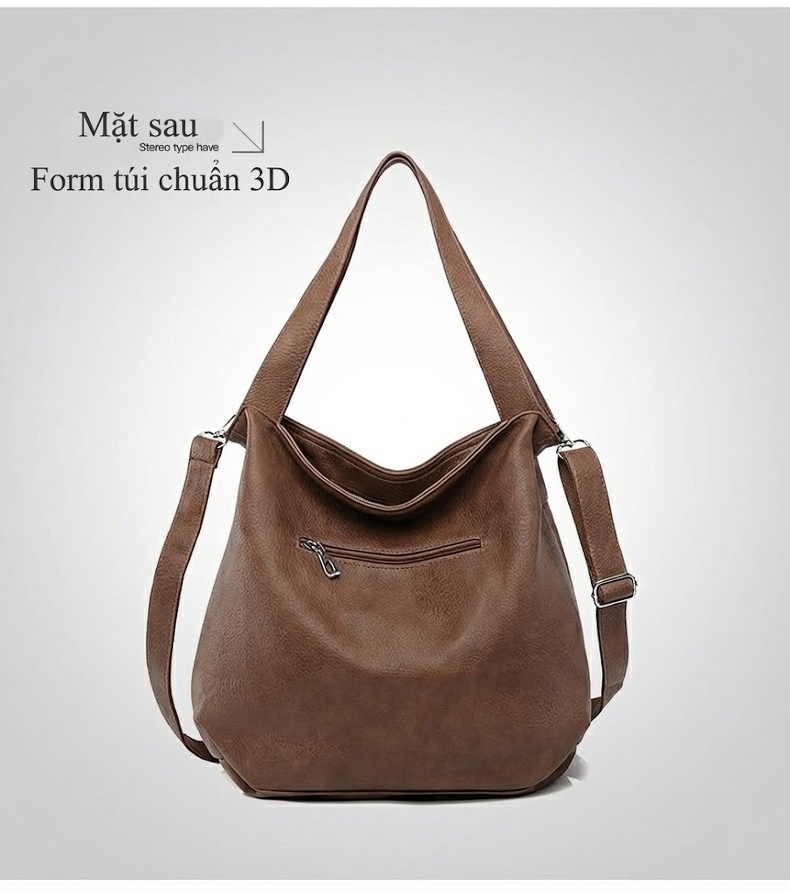 Túi Tote Da Mềm Phong Cách Hàn Quốc Cỡ Lớn Đeo Vai Màu Nâu, Đen chi tiết 16