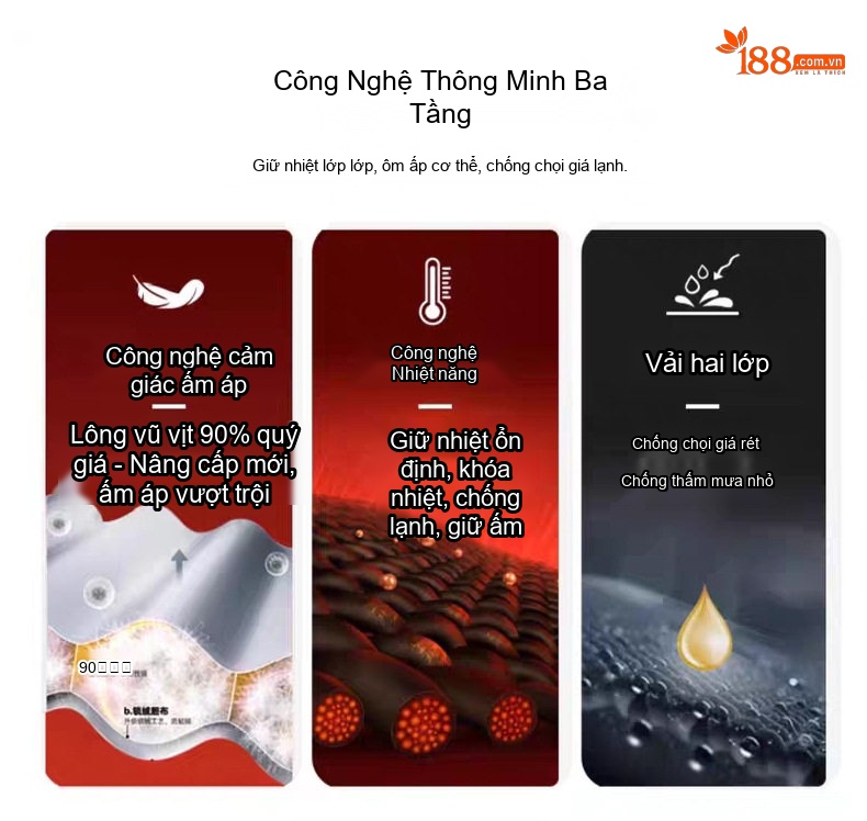 Áo Phao Nam 90 Bạch Áp Nhung Dày Dặn Có Mũ Trùm Đầu Màu Đen chi tiết 3