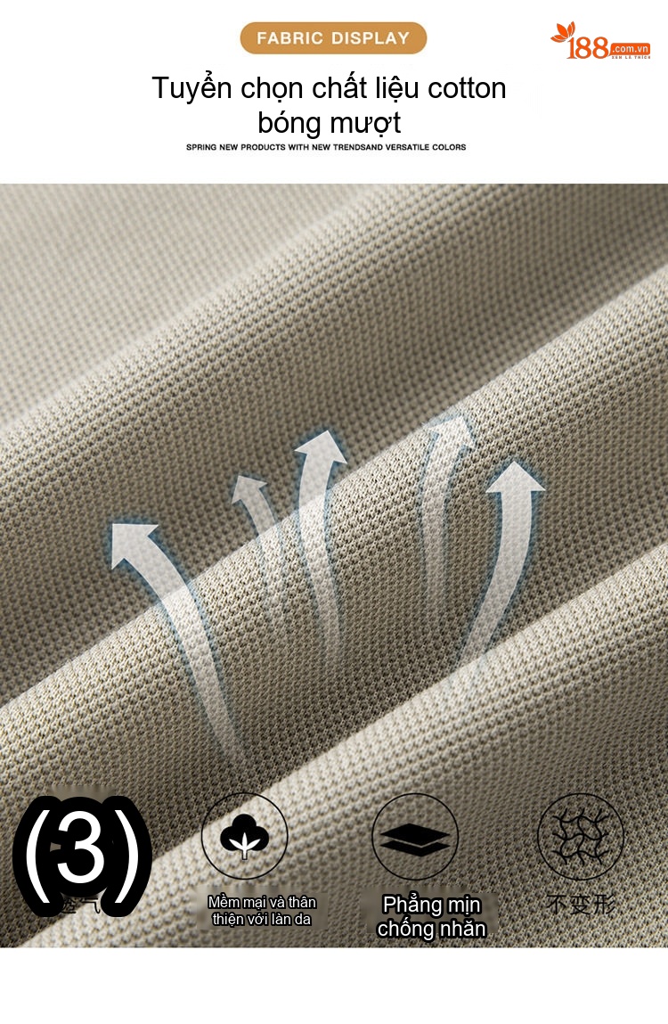 Áo Polo Nam Cotton Sợi Mịn Cộc Tay Form Rộng Màu Kem, Đen, Xám chi tiết 3