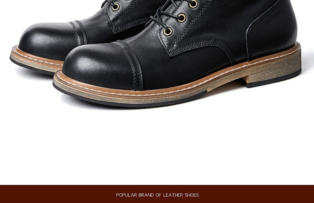 Giày Boot Martin Nam Cao Cổ Da Thật Đế Dày Chiều Cao Đế Khoảng 3cm Phong Cách Anh Quốc Màu Nâu, Đen chi tiết 18