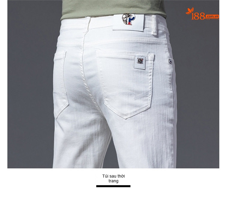 Quần Jean Dài Nam Cotton Co Giãn Dáng Ôm Màu Trắng, Đen chi tiết 12