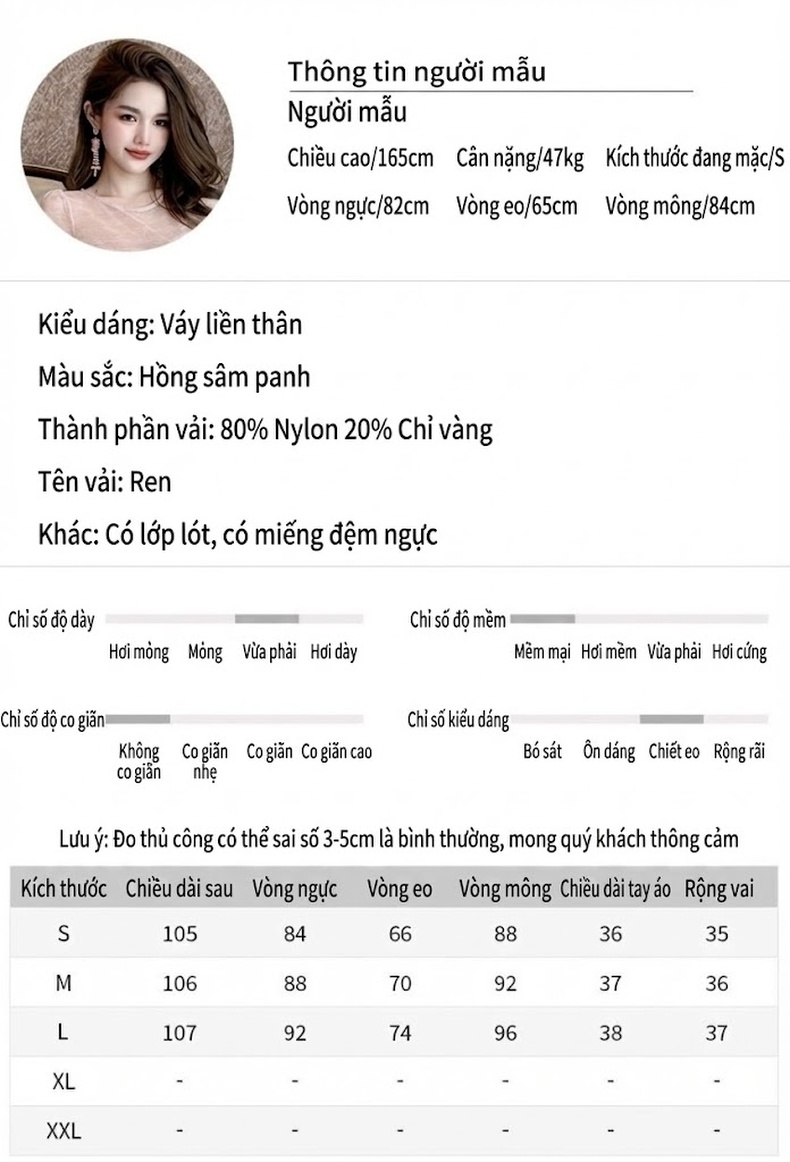 Váy Ôm Body Nữ Tay Loa Cổ Tròn Phong Cách Tiểu Thư Màu Hồng chi tiết 2