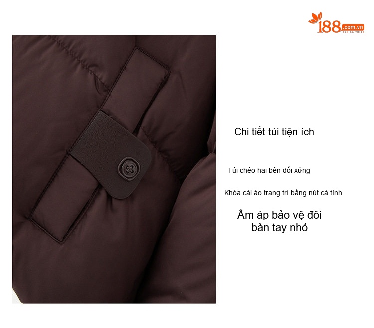Áo Khoác Phao Nữ Ngắn 90% Lông Vịt Trắng Dáng Bánh Mì Phong Cách Hàn Quốc Màu Nâu, Kem chi tiết 9