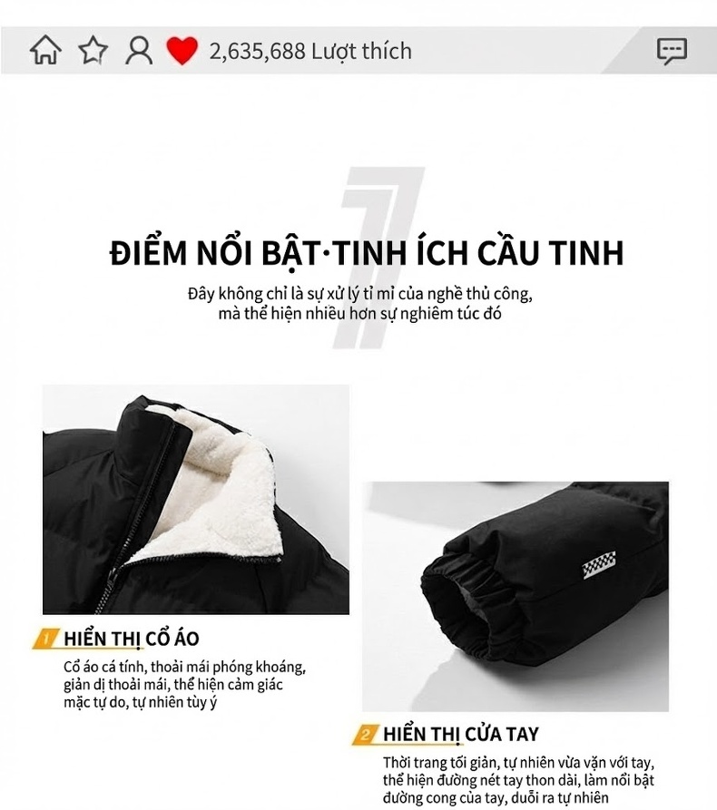 Áo Khoác Bông Nam Nữ Lông Cừu Non Dày Dặn Cổ Đứng Dáng Rộng Màu Đen, Xanh Lá, Trắng, Hồng... chi tiết 3