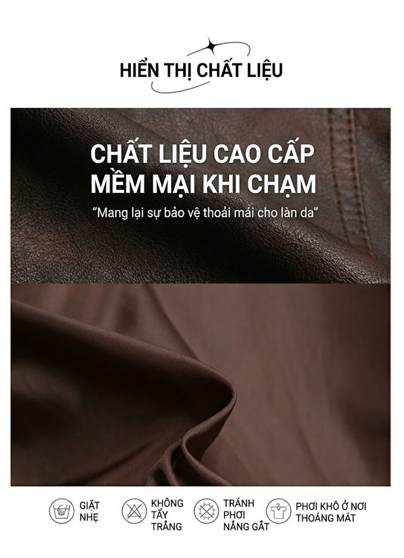 Áo Khoác Da Kiểu Bomber Nữ Dáng Ngắn Da Bóng Màu Đen, Nâu chi tiết 11