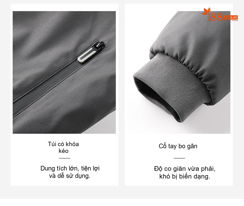 Áo Khoác Gió Nam Hai Mặt Phong Cách Ins Thời Trang Thu Đông Màu Kem, Đen, Xanh, Xám chi tiết 7