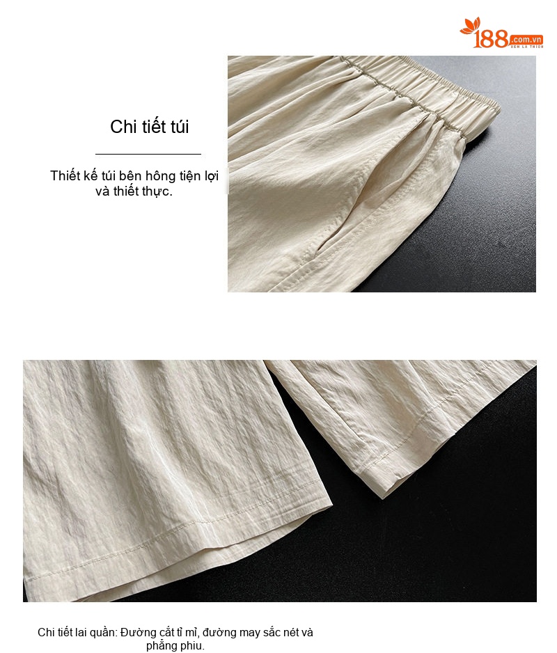 Quần Dài Nữ Ống Rộng Lưng Thun Cao Ráo Phong Cách Hàn Quốc Màu Be, Tím, Đen chi tiết 5
