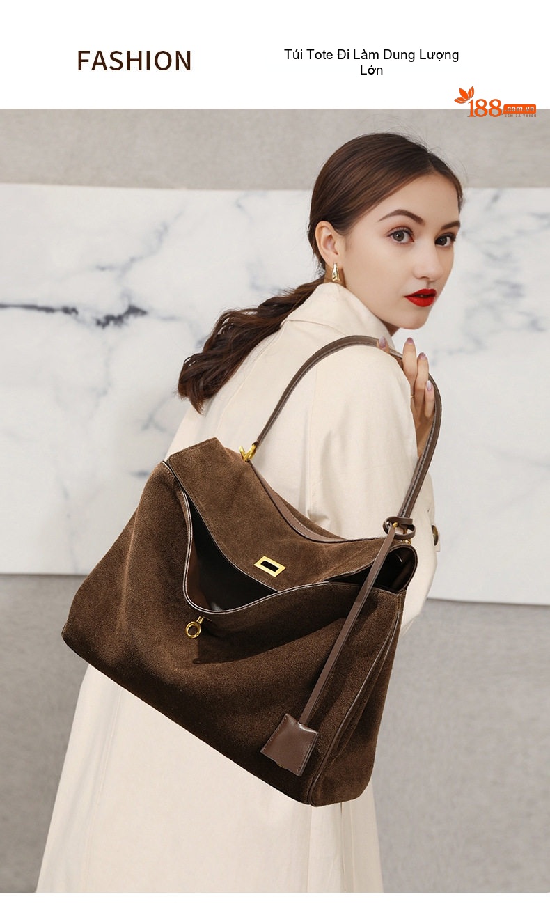 Túi Rodeo Nữ Da Bò Mờ Kelly Tote Bag Dung Tích Lớn Đeo Vai Xách Tay chi tiết 2