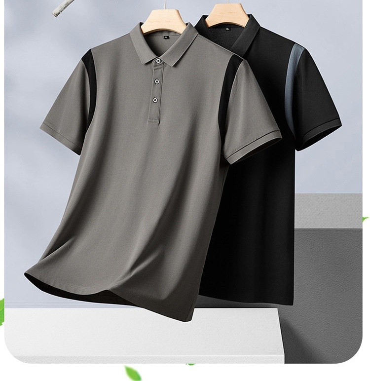 Áo Polo Nam Tay Ngắn Form Rộng Thoáng Khí Màu Đen, Xám chi tiết 1