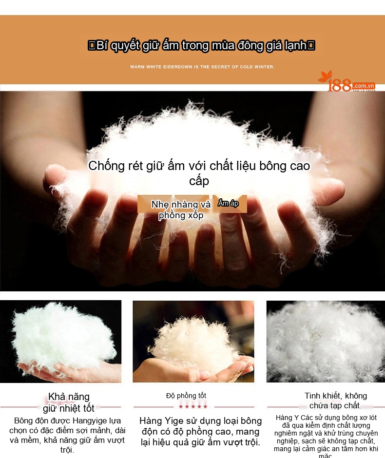 Áo Khoác Phao Nữ Dáng Dài Vừa Cotton Chần Bông Dày Ấm Áp Có Mũ Trùm Đầu Màu Đen, Nâu chi tiết 4