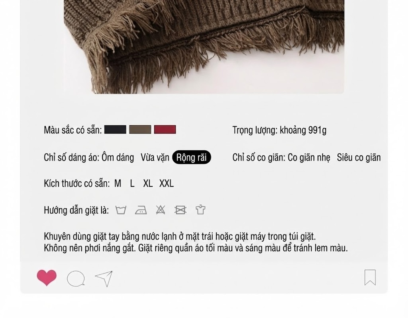Áo Khoác Cardigan Nữ Dệt Kim Cổ Bẻ Viền Tua Rua Phong Cách Mỹ Màu Đen, Đỏ, Nâu chi tiết 7