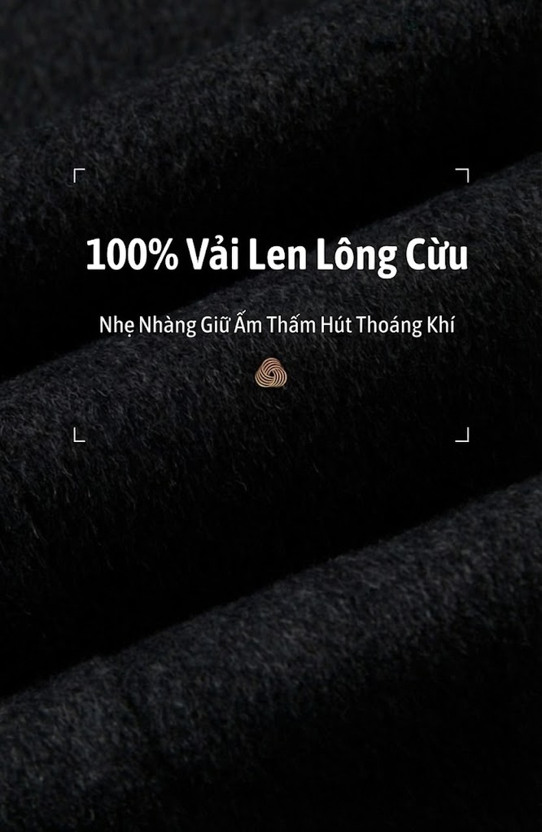 Áo Khoác Dạ Nam 100% Lông Cừu Cổ Bẻ Dáng Dài Dáng Vừa Màu Xám, Đen chi tiết 4