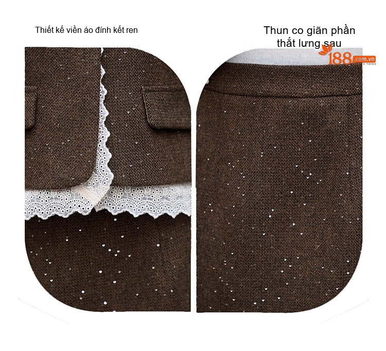 Set Áo Khoác Lửng và Chân Váy Nữ Vải Tweed Phong Cách Tiểu Thư Màu Nâu, Xám chi tiết 6