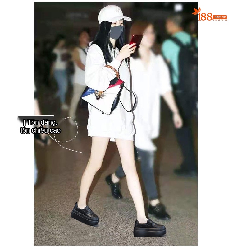 Giày Lười Nữ Da Bóng Chiều Cao Đế 8cm Màu Đen, Trắng chi tiết 4