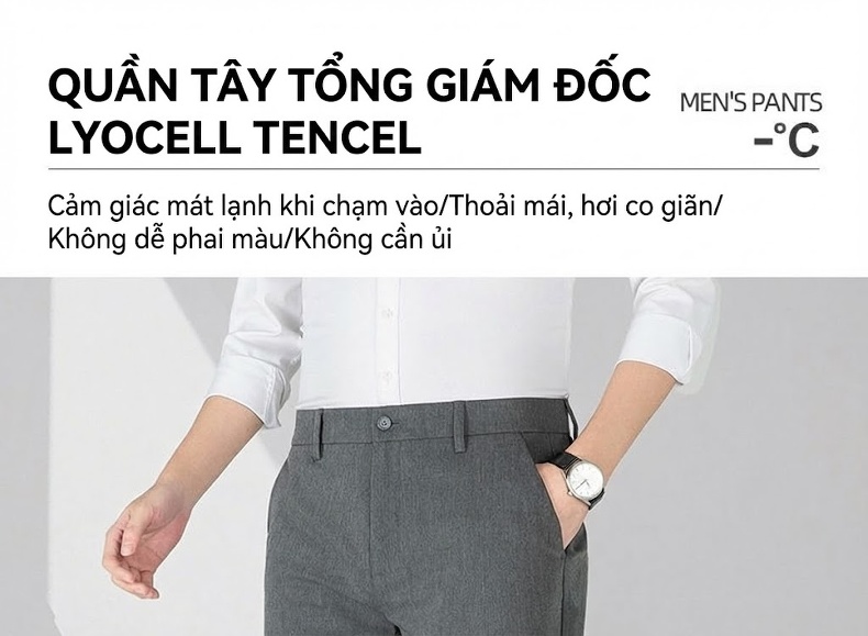 Quần Tây Nam Ống Suông Vừa Vặn Thoải Mái Màu Đen, Xám chi tiết 1