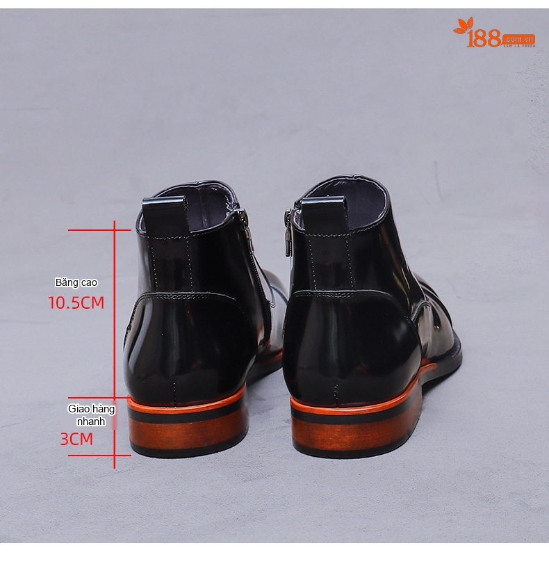Boot Nam Da Bò Mũi Nhọn Khóa Kéo Chiều Cao Đế Khoảng 3cm Màu Đen, Nâu chi tiết 18
