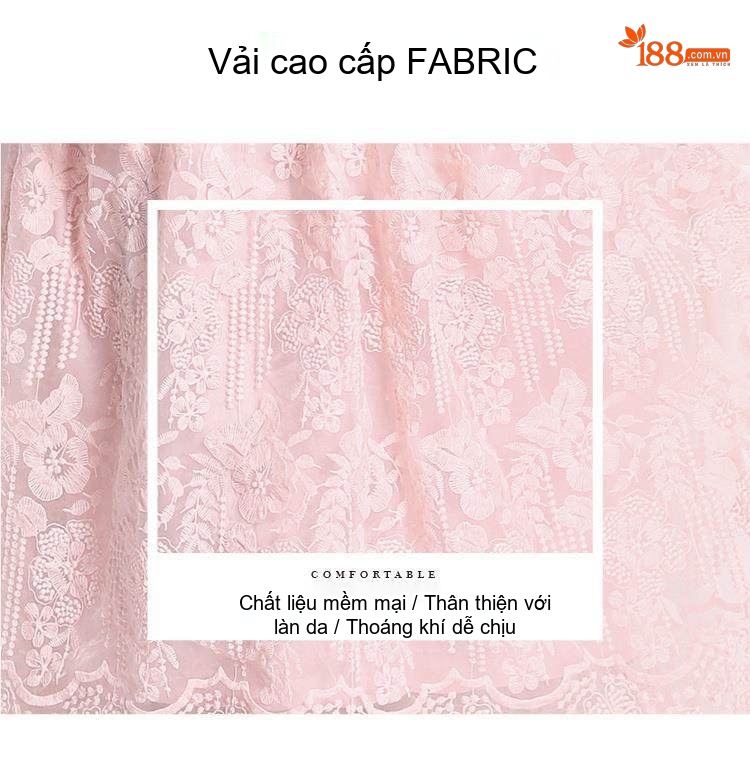 Set Bộ Áo Và Chân Váy Ren Thêu Hoa Phong Cách Cung Đình Thanh Lịch Màu Hồng chi tiết 7