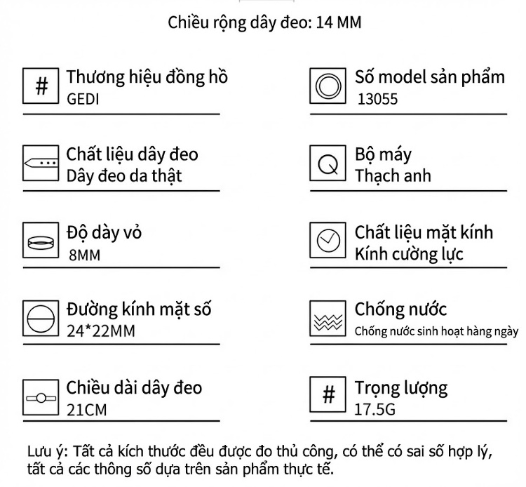 Đồng Hồ Nữ Mặt Vuông Nhỏ Dây Da Thật Cao Cấp Màu Vàng, Đen, Nâu Đỏ, Bạc chi tiết 5