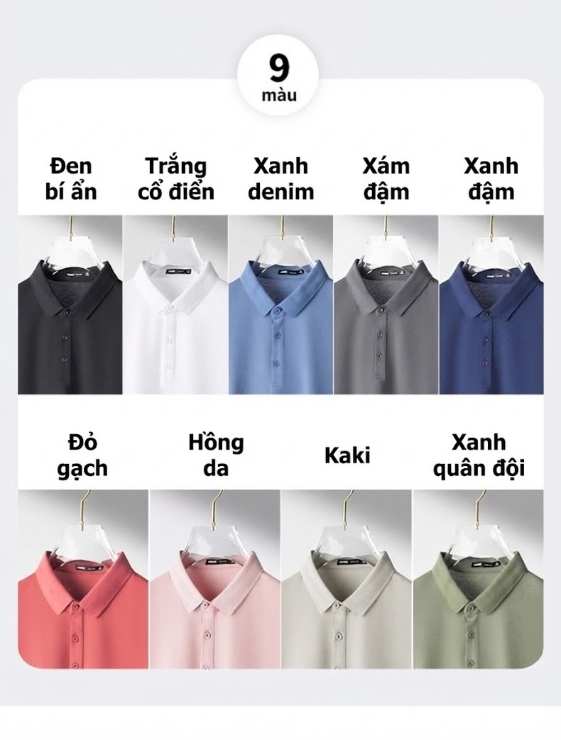 Áo Polo Nam Ngắn Tay Cổ Bẻ Phom Dáng Ôm Vừa Vặn Thoáng Mát Màu Xám, Trắng, Đen, Xanh chi tiết 12