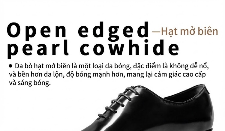 Giày Tây Oxford Nam Da Bò Bề Mặt Bóng Chiều Cao Đế Khoảng 3cm Màu Đen, Nâu chi tiết 10