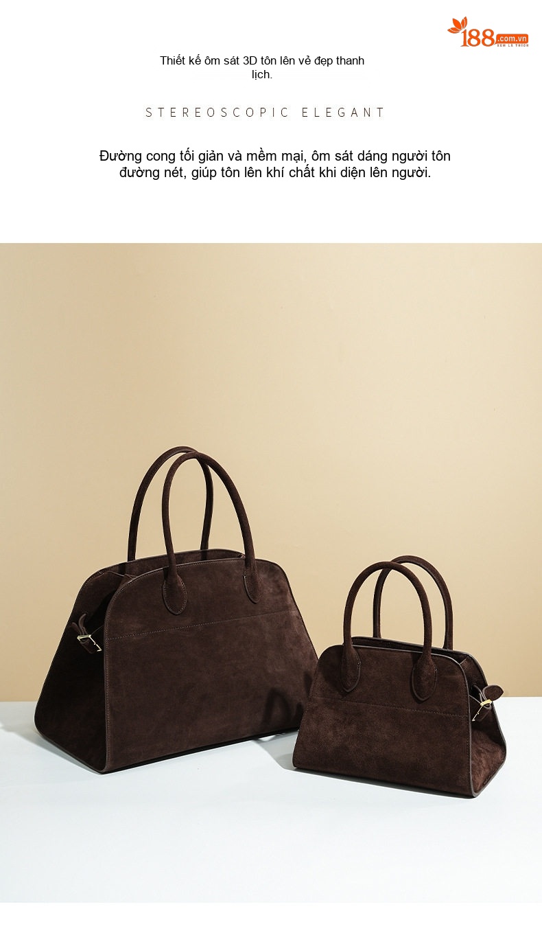 Túi Tote Nữ Da Bò Mờ Cao Cấp Quai Xách Tay Đeo Chéo Phong Cách Vintage Màu Nâu chi tiết 19