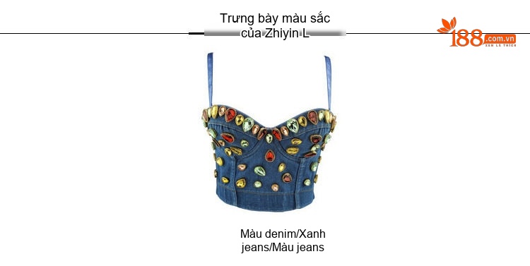 Áo Bra Top Nữ Yếm Denim Đính Đá Nhiều Màu chi tiết 2