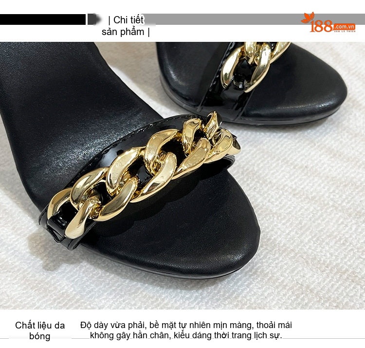 Giày Sandal Cao Gót Nữ Quai Mảnh Gót Trong Suốt Gót Cao 11cm Da Bóng Màu Đen, Vàng, Đỏ, Hồng... chi tiết 3