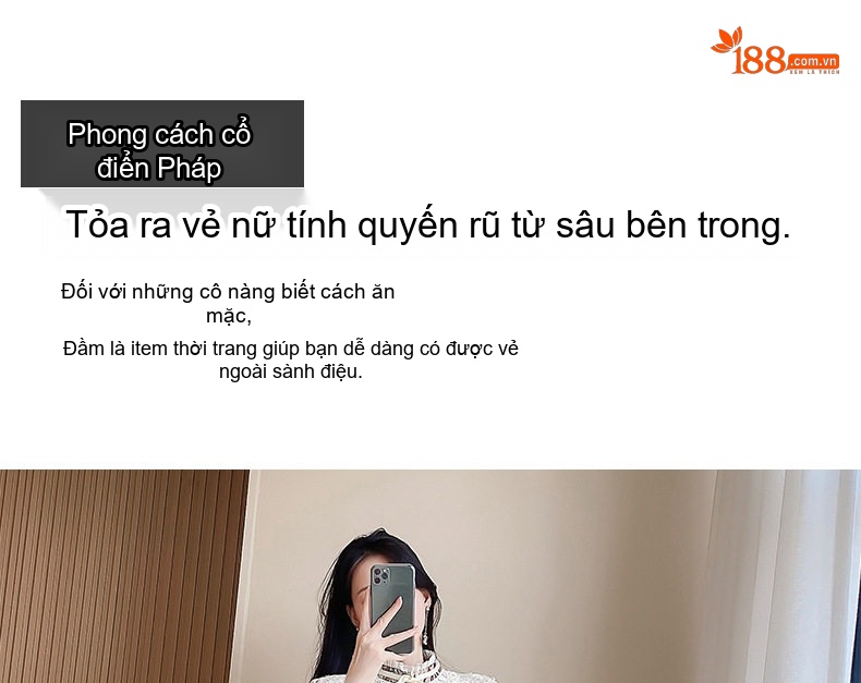 Váy liền thân Nữ Ren Pháp Tay Ngắn Dáng Ôm Body Họa Tiết Hoa Nhỏ chi tiết 4