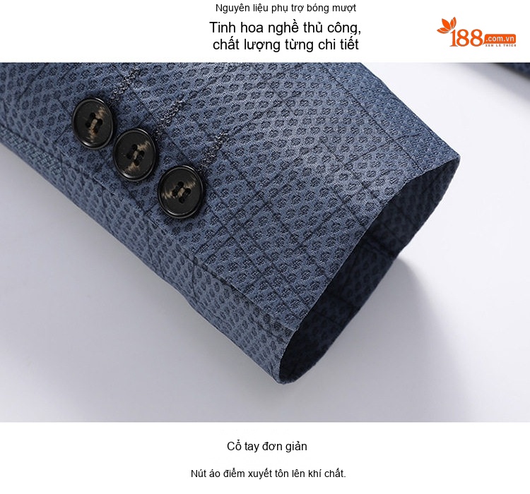 Áo Khoác Vest Nam Mỏng Nhẹ Dáng Ôm Vừa Vặn Không Cần Ủi Màu Xanh chi tiết 10